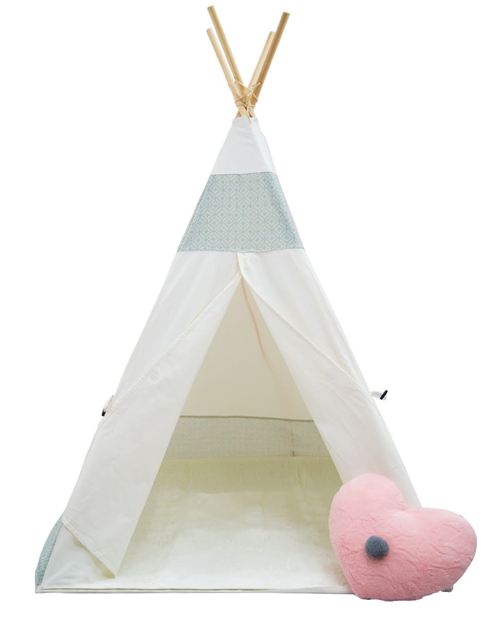 CARPA CASITA ESTILO TIPI ROMBOS CON TAPETE Y ALMOHADA