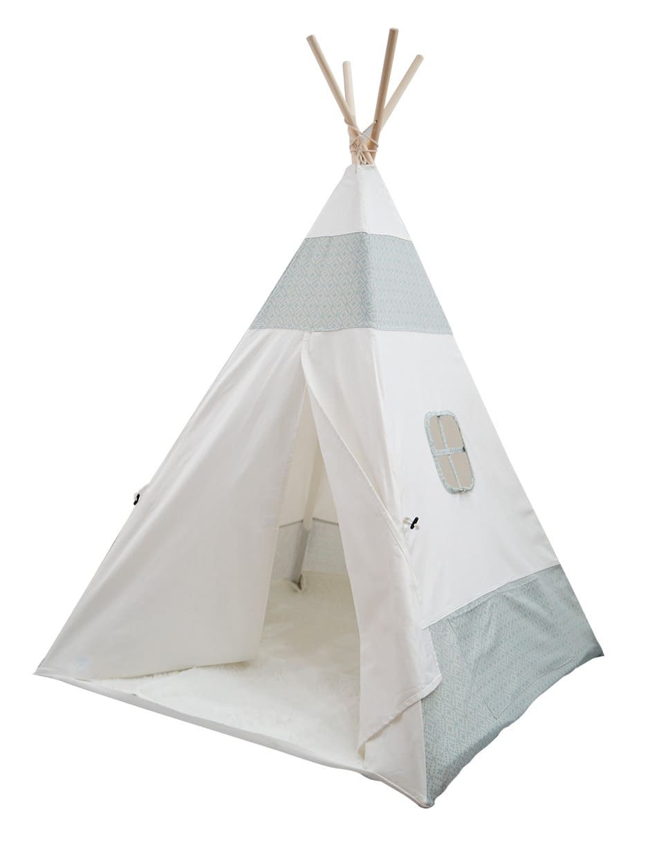 CARPA CASITA ESTILO TIPI ROMBOS CON TAPETE Y ALMOHADA