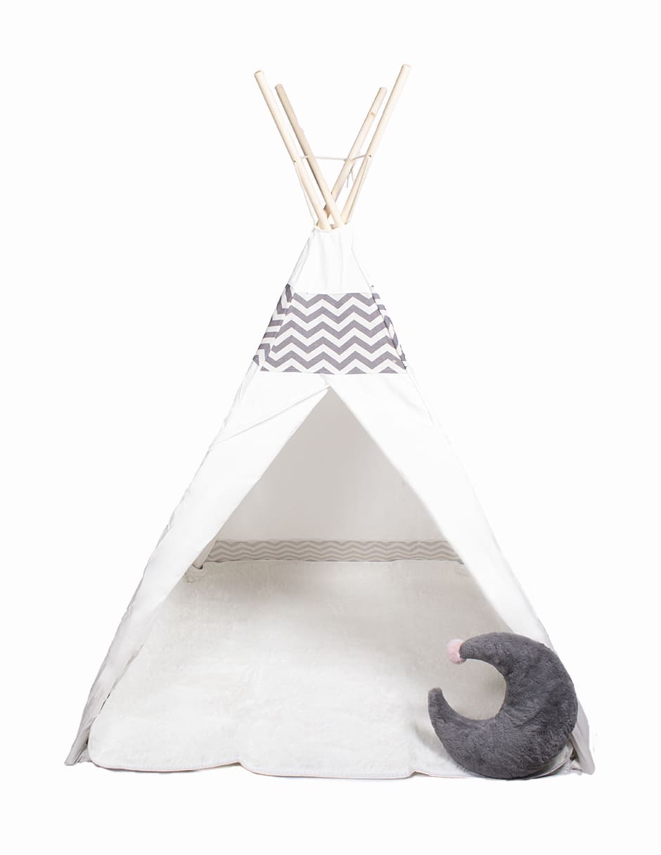 CARPA CASITA ESTILO TIPI ZIGZAG CON TAPETE Y ALMOHADA