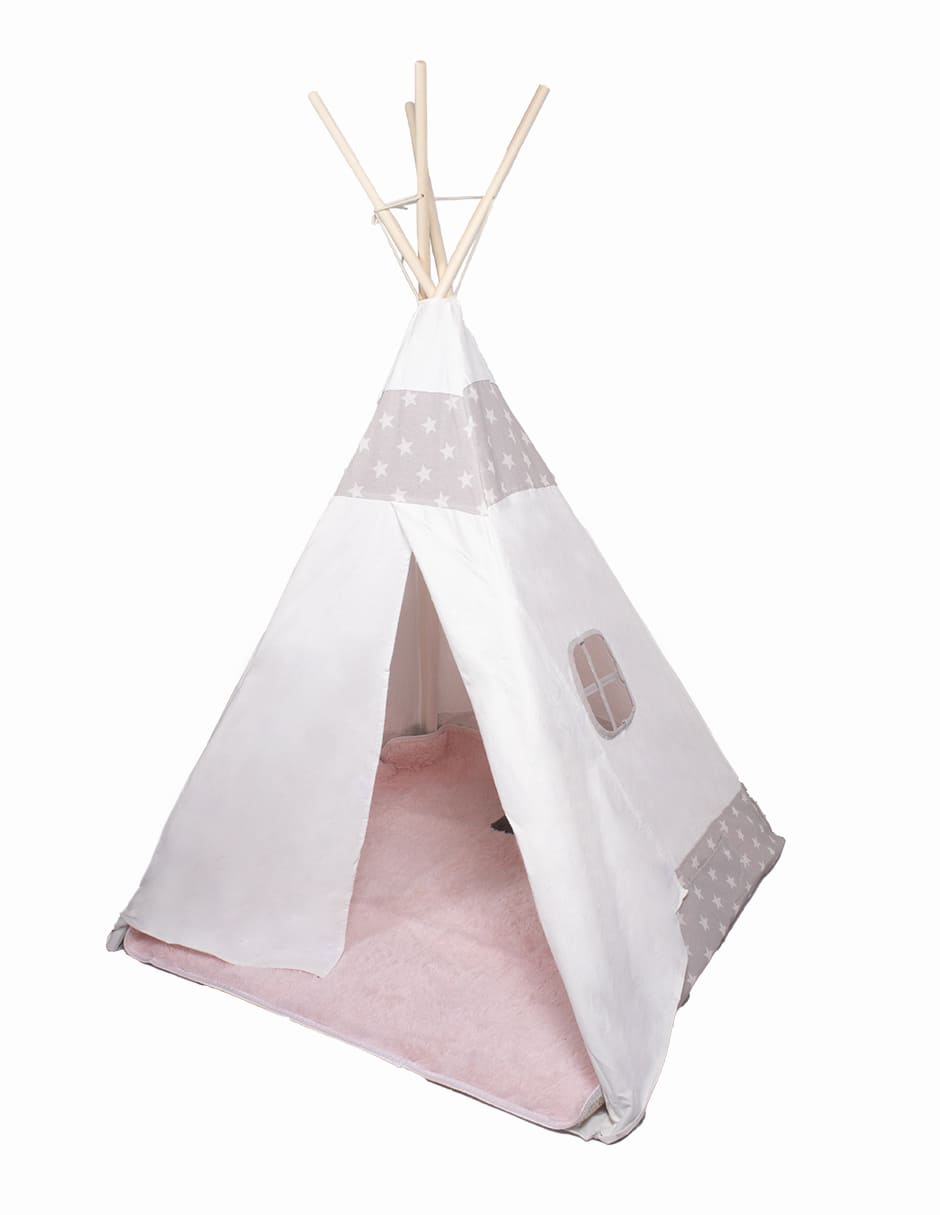 CARPA CASITA ESTILO TIPI ESTRELLA CON TAPETE Y ALMOHADA