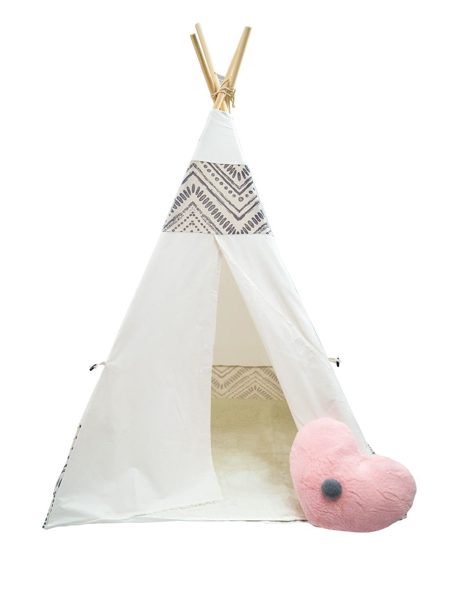 CARPA CASITA ESTILO TIPI GRECAS CON TAPETE Y ALMOHADA