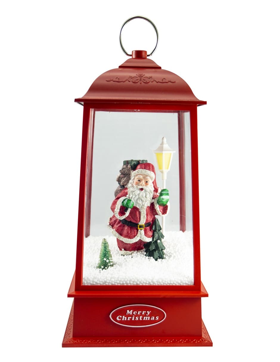 FAROL NAVIDEÑO LUZ LED ROJO SANTA MUSICAL