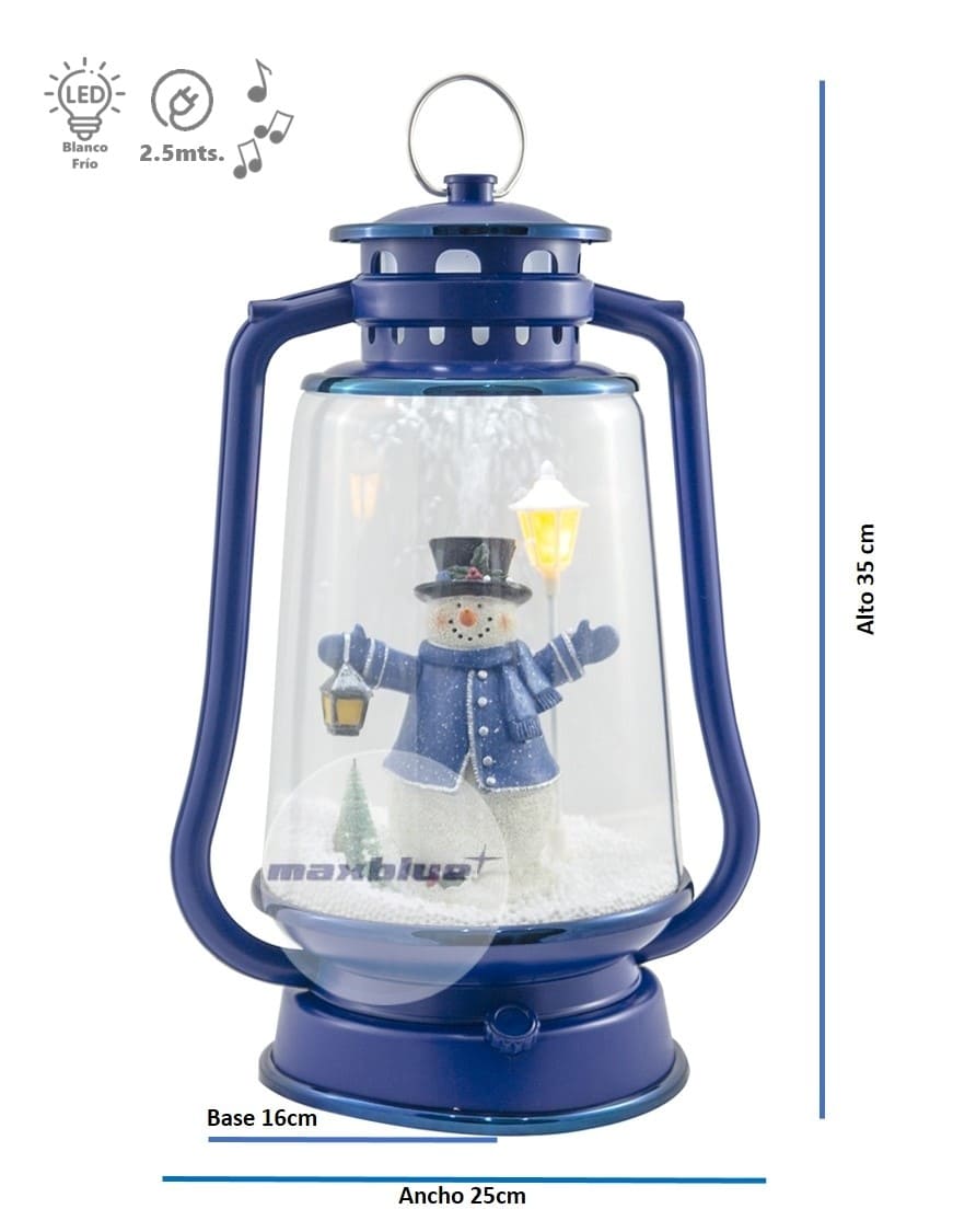 FAROL NAVIDEÑO LUZ LED AZUL MUÑECO MUSICAL