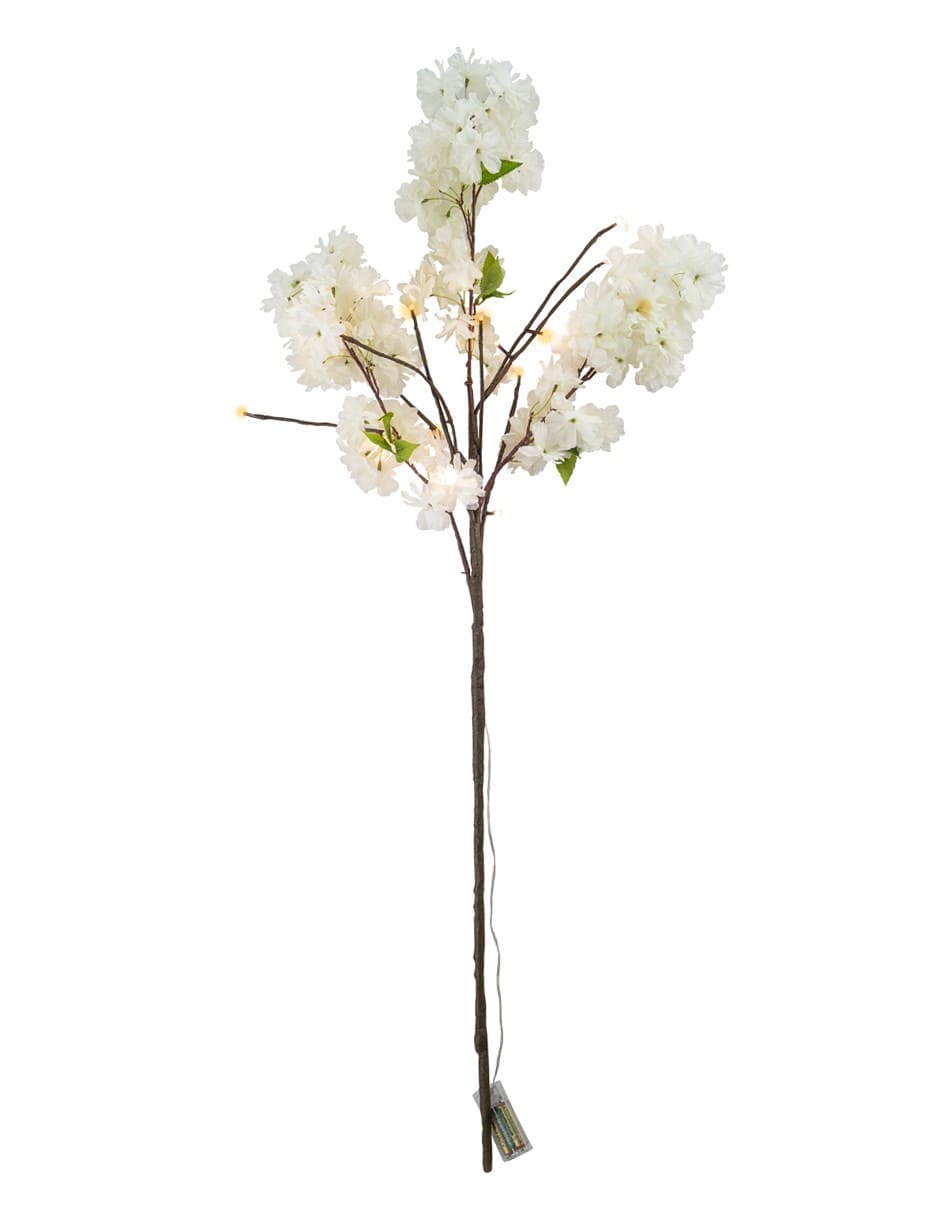 4PZS RAMAS LUZ LED FLOR CEREZO BLANCO 120CM 16 LUCES