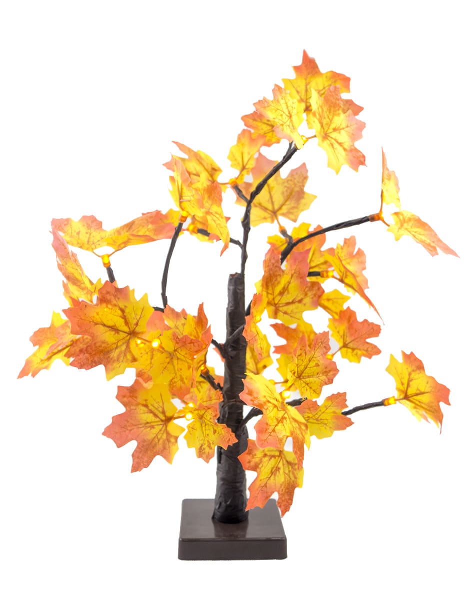 ARBOL LUZ LED HOJA MAPLE NARANJA 45CM DE ALTO 24 LUCES